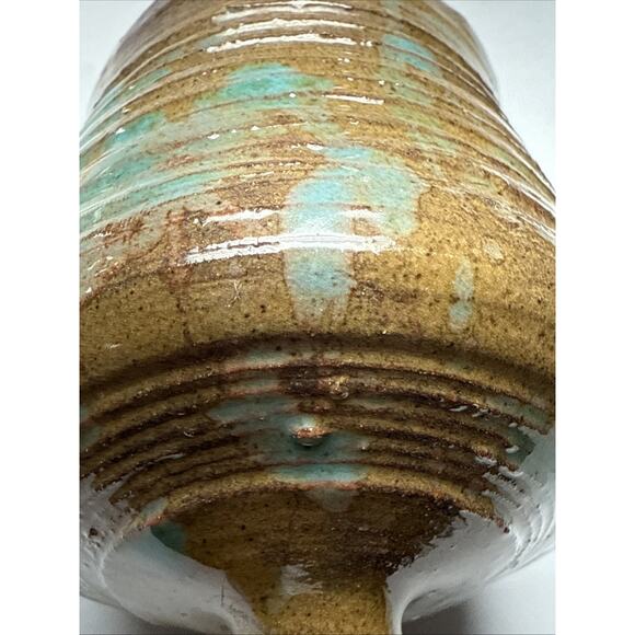 MCM Bailey Studio Art Pottery Glazed Vase Weed Pot Brown Green As Is - Picture 9 of 15